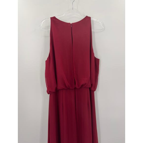 H9 Nine West Burgundy Beaded Maxi Dress Womens 16 Formal Chiffon Gown - Picture 3 of 7